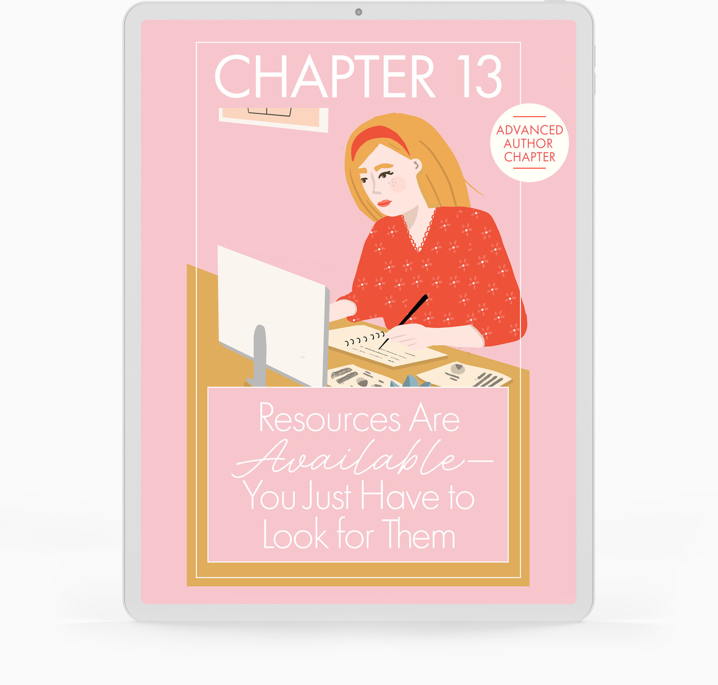 This is a picture of a woman writing and looking at her computer for resources to help her financially.