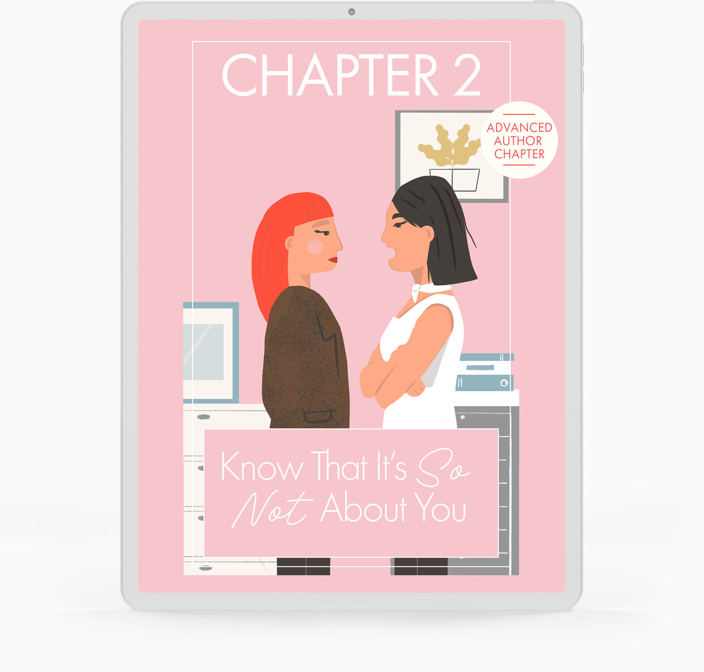 This is a picture of two women standing face-to-face in a profile view. The woman on the right has her arms crossed and is defensive while she's talking to the woman on the left.