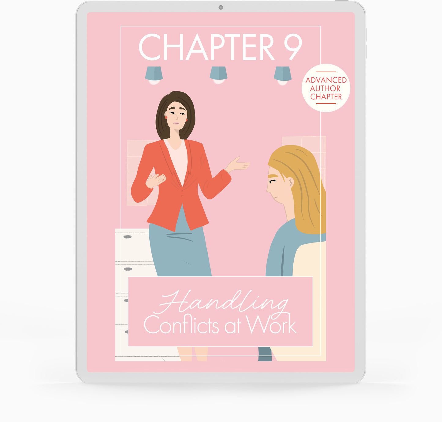 This is a picture of two women discussing problems and conflicts at work.